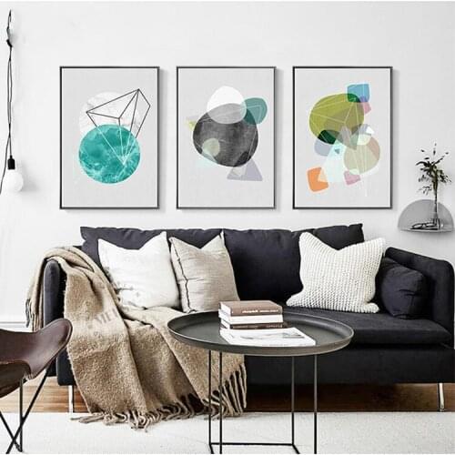 Abstract Geometric Marble Green Canvas Painting Poster and Prints Wall Art Pictures Gallery for Living Room Interior Home Decor