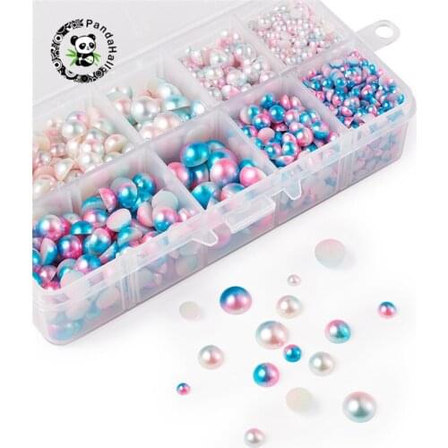 Pandahall 1 Box Imitation Pearl Acrylic Cabochons for Jewelry Findings DIY Making Dome/Half Round Mixed Color 4~10x2~5mm