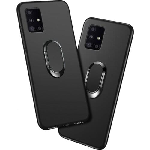 Cover For Samsung Galaxy A51 Case A515F A515FN A515X Red Black Blue Classic Finger Ring 360 Degree Rotation Soft Silicon