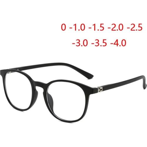 Black Frame Anti-blue Light Nearsighted Glasses Women Men Blue Light Blocking Oval Finished Myopia Glasses 0 -1.0 -1.5 To -4.0