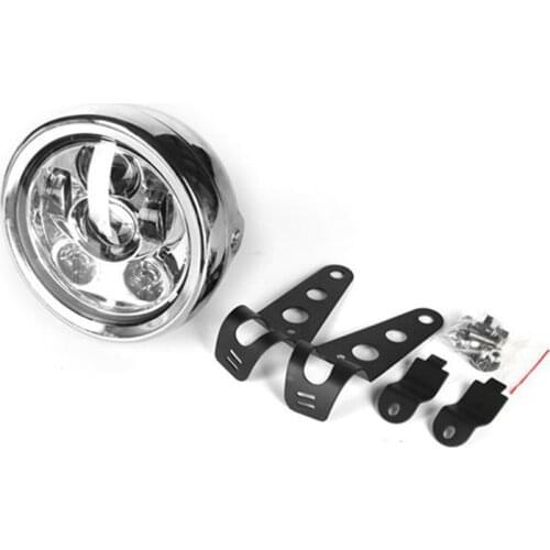 Black 5.75" LED Headlight with Black Mount Bracket Bucket for Motorcycle Honda Shadow Suzuki Kavasaki