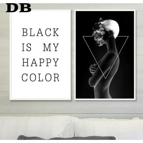Black And White Abstract Body Art Quotes Nordic Posters And Prints Wall Art Canvas Painting Wall Pictures For Living Room Decor