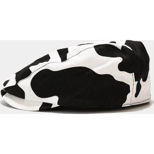 Cotton Cow Pattern Print Newsboy Caps Flat Peaked Cap Men and Women Painter Beret Hats 17