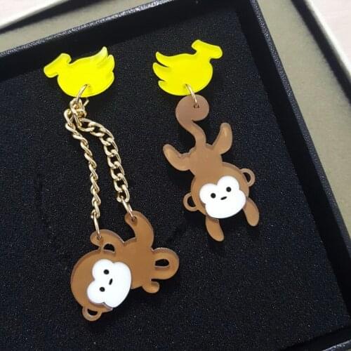 Korea Earrings Novelty Earrings Strange Jewelry Cute Cartoon Rabbit Earrings Monkey Banana Earrings Asymmetrical Ear Jewelry