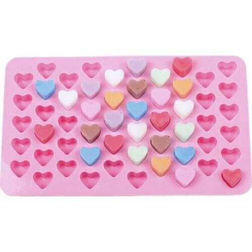 Kitchen Baking Tools 55 Holes Cute Heart Style Silicone Chocolate Mold Ice Candy Lolly Muffin Mould Valentine Gift Maker