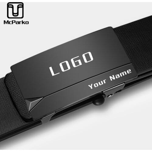 McParko Leather Belt For Men New Personal Design Custom Name LOGO Belts Men Lovers' Gift Laser Engrave Name Buckle Belts Straps