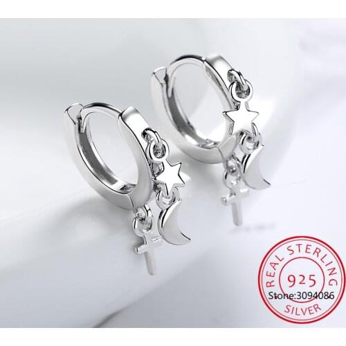 Cute Women Earrings Star Moon Cross Tassel Jewelry New Trendy 925 Sterling Silver Earring Lady Gifts Party Accessories
