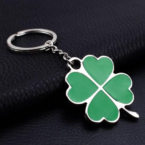 Fashion Creative Green leaf petals Clover lucky key chain Metal Key Ring Key Chain car key ring Exquisite creative gifts