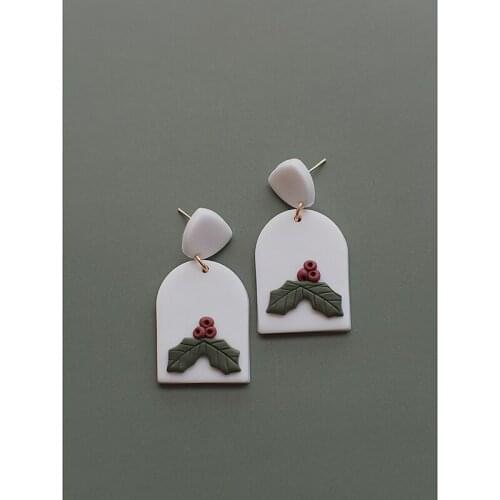 Trendy Pop Christmas Pattern Polymer Clay Multi Color Series Geometric Hoop Stud Dangle Unique Earring Sets For Women Jewelry