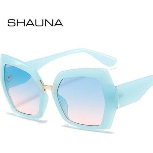 SHAUNA Retro Polygon Colorful Cat Eye Sunglasses Women Fashion Gradient Eyewear Shades UV400 Men Jelly Color Sun Glasses
