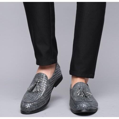 2019 autumn Brand Tassel Shoes Men Casual Leather Dress Loafers Woven Oxfords Moccasins Luxury Italian Wedding Flat Shoes C1-72