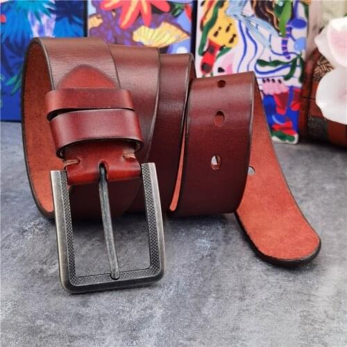 Retro Belt Buckle Men Belt Genuine Leather Luxury High Quality Leather Belts For Men Ceinture Jeans Wide Mens Belt MBT0042