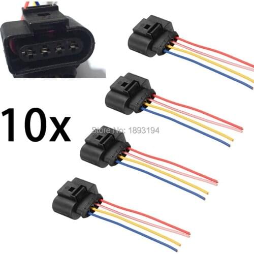 Set of 10 pcs Ignition Coil 4 Pin Connector Repair Kit 1J0973724 for Audi A4 A6 rs4 rs6 A8 For VW Passat Adapter Wiring harness