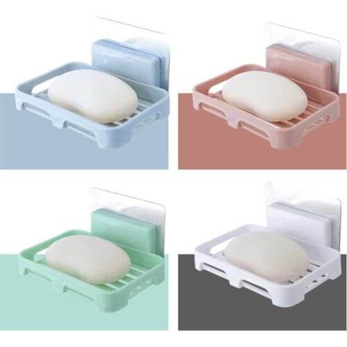 Wall-mounted Suction Cup Soap Dish Box Free Punch Drain Rack Handmade Soap Holder Case Minimalist Modern Soap Tray for Home Bath