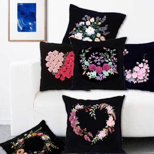 DIY Embroidery Pillowcase [1], Cushion, Car Pillow, Needlework, Ribbon Cross stitch Sets, Flower Ribbon Handwork, Wedding Gifts