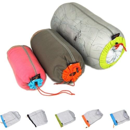NEW 5 Size Draagbare Reizen Camping Sport Ultralight Mesh Stuff Sack Trekkoord Opbergtas Outdoor Camping Travel Kit Apparatuur