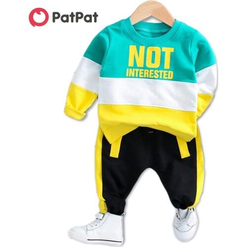 PatPat 2020 New Arrival Spring and Autumn Stylish Color Blocking Long-sleeve Pullover and Pants Set for Baby Boy Children