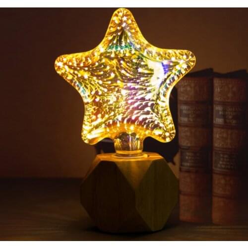 Creative New Bulbs E27 Screw-Mouth 3D Color Fireworks Decorative Led Lights 3D Color Art Bulbs Available for Festival Parties