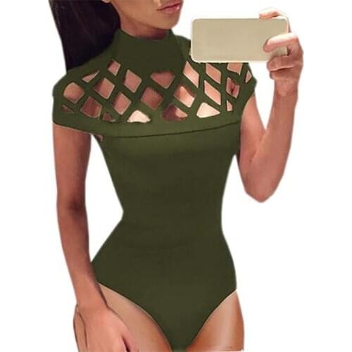 New Fashion Slim Summer Turtleneck Top Sexy Hollow Out Body Blouse Suit Casual Blusas Shirt Women Mujer Bodycon Bodysuit Romper