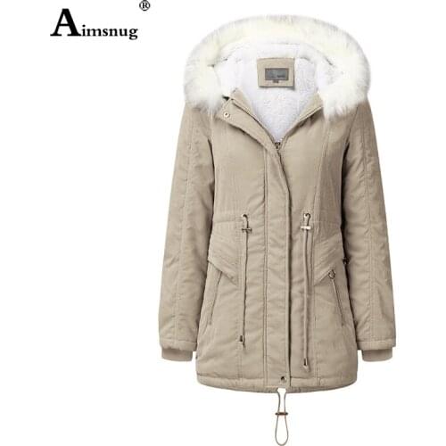 Single-breasted Zipper 2019 Winter Womens Coat Solid Khaki Drawstring Slim Hooded Split Female Tunic Outerwear Long Jacket