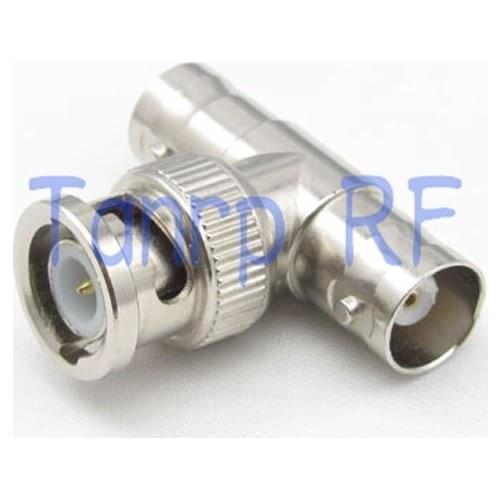 Wholesale T type 1 one BNC male plug to 2 two BNC female jack RF coaxial connector adapter cable