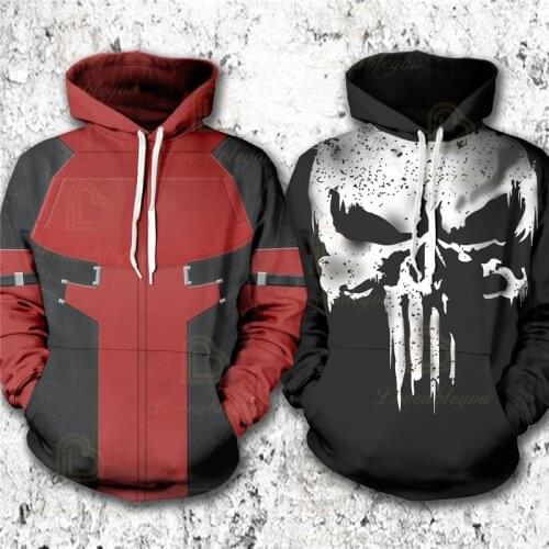 Autumn Winter Punishe Cosplay Hoodie Jacket 3D Print Hoodies Sweatshirts Hooded Clothing