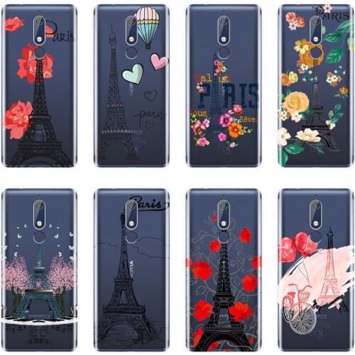 Eiffel Tower Paris Flower Heart Travel Phone Case Silicone For Nokia 7.1 6.1 5.1 3.1 2.1 Plus Soft Back Cover For Nokia 3.2 4.2