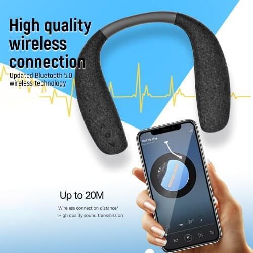 Portable bluetooth speaker 5.0 fabric neck built-in microphone subwoofer 3D stereo speaker with passive radiator for game music