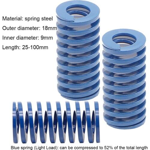 Blue Light Load Press Compression Spring Loading Die Mold Spring Outer Diameter 18mm x Inner Diameter 9mm x Length 25-100mm