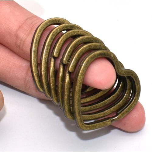 Heart-shaped Split Ring Antique Bronze Jump Ring Iron Key Ring DIY Accessories for Keychanins Necklace Purse Bag Charm Jewelry