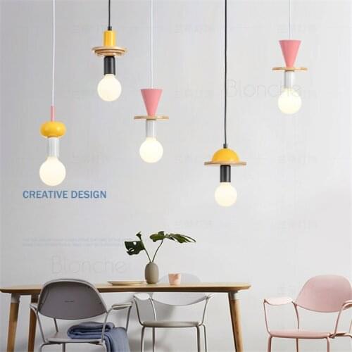 Modern Cute Pendant Lights Round Wood Hanging Lamps Living Room Bedroom Bedside Kitchen Home Decor Lighting Fixtures Luminaire
