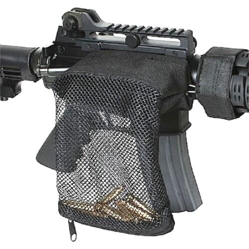 Tactical Rifle Brass Catcher for AR-15 M4 Quick Unload Nylon Mesh Zippered Closure for 20mm Rail Mount Cartridge Shell Pouch
