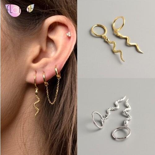 925 Sterling Silver Ear Buckle Hoop Earrings for Women Dainty Huggies Snake Hoop Earring Snake Pendant Earrings Jewelry
