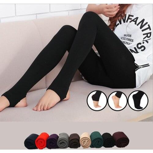Woman Winter Thick Warm Leggings Candy Color Brushed Charcoal Lining Stretch Fleece Pants Trample Feet High Elasticity Leggings