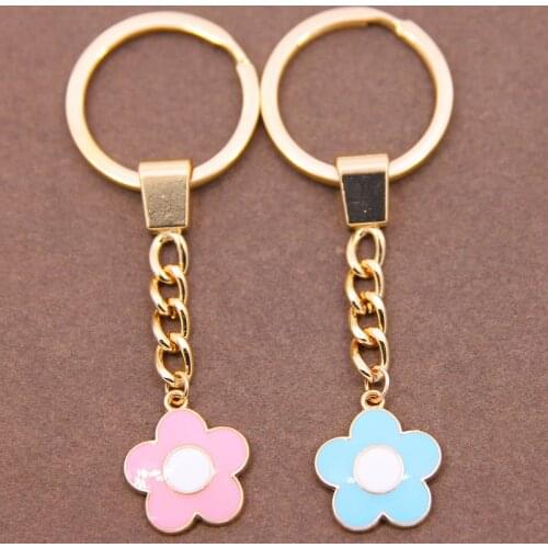 Multi-color flowers Keychain Flowers Keychain for Women Enamel Flower Charm Key Chain Women Girls Key Ring
