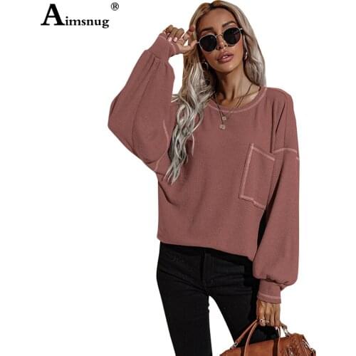Women Fashion Top Sweaters Long Sleeve Autumn Loose Casual Pullovers European Style 2021 Female knitting Sweater with Pocket