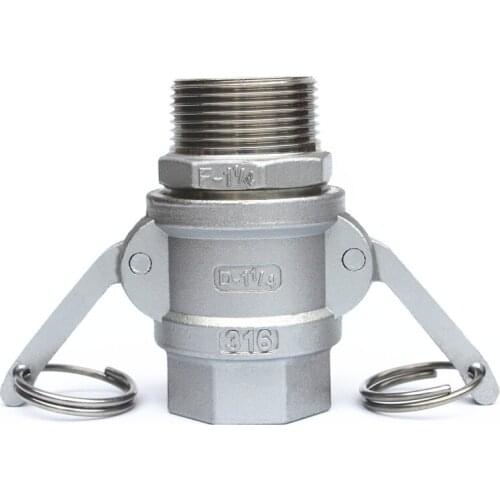 3/4" BSP Male Thread x 3/4" BSP Female Thread 304 Stainless Steel D + F Type CamLock Fitting Pump Adapter Cam Groove Coupling
