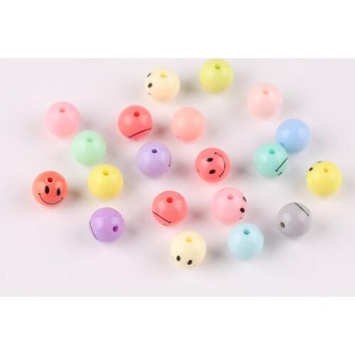 50pcs diy Jewelry Accessories Handmade Beaded Braided Material Accessories Acrylic Smiley Face Loose Beads