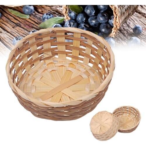 Bamboo Round Fruit Basket Large Capacity Durable Bamboo Handwoven Bowl Fruit Vegetables Serving Basket for Kitchen ALI88