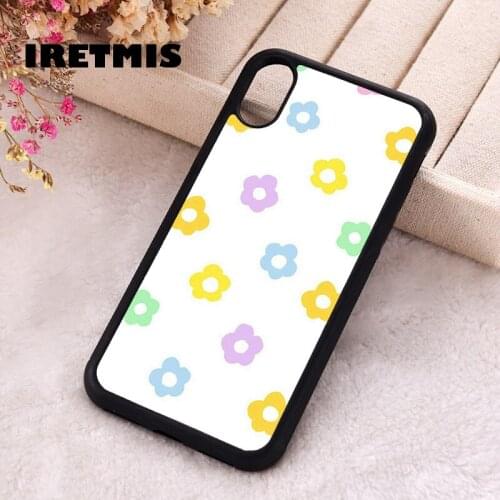 Iretmis 5 5S SE Phone Cover Case for iPhone 6 6S 7 8 Plus X Xs XR 11 12 Mini Pro Max blue, green pink and yellow pastel flowers