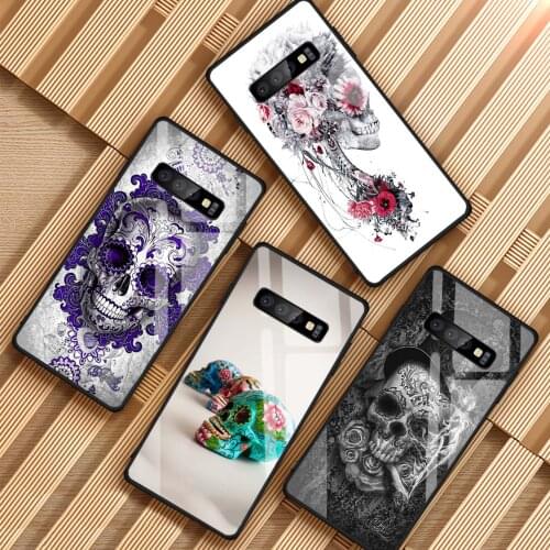 Mexican Skull Girl Tempered Tempered Glass Phone Case For Samsung Galaxy S8 S9 S10 S20 PLUS J6 J8 2018 NOTE 8 9 10 Cover Shell