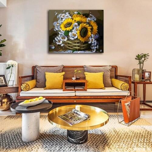 DIY colorings pictures by numbers with chrysanthemum picture drawing Relief painting by numbers framed HomeDIY colorings picture