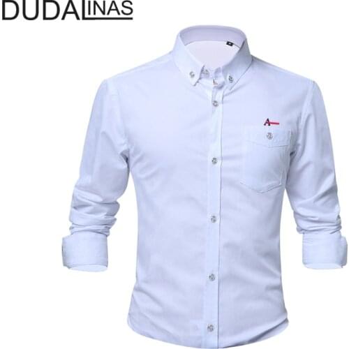 Dudalinas Aramy Fashion Casual Men Shirt Long Sleeve 40% Cotton Slim Fit Shirt Men Business Mens Dress Shirts Men Clothes M-5XL