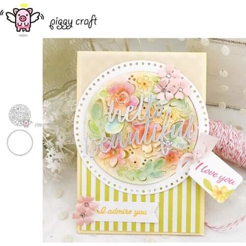 Piggy Craft metal cutting dies cut die mold Flower circle frame Scrapbook paper craft knife mould blade punch stencils dies