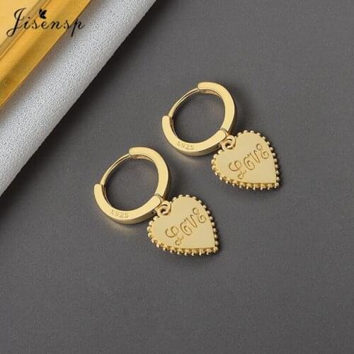 Jisensp Romantic Peach Heart Stud Earrings Love Heart Letter Earrings Fashion Valentine Jewelry for Women Girls Wedding Gift