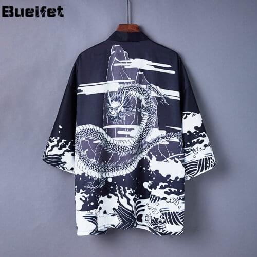 Kimono Cardigan Mandarin Robe Men Unisex Japanese Trend Kimonos Summer Loose casual traditional Samurai Kimono Streetwear
