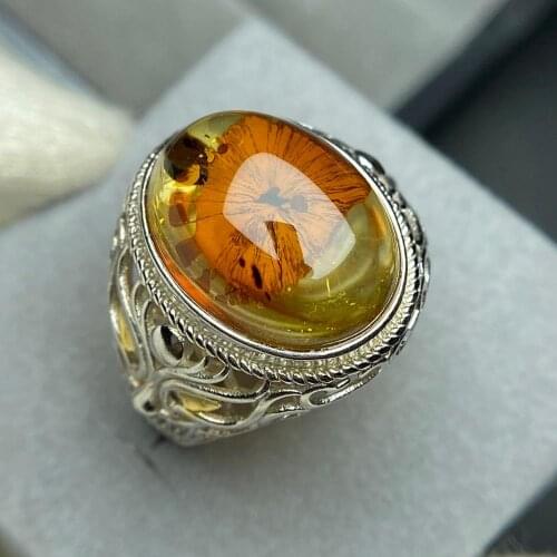 Nature flour Amber Ring men for women joyeria fina aneis argent 925 jewelry joyería juwelen pierścionki gemstones wedding rings