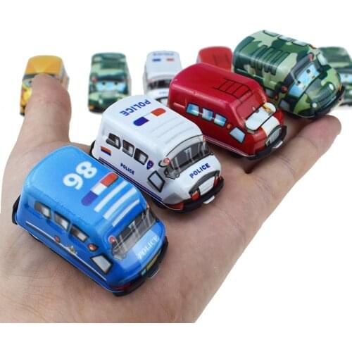 New Childrens Cartoon Shape PVC Soft Shell Pull Back Van Police Car Fire Truck Car Model Toy Give Boy Gifts Random