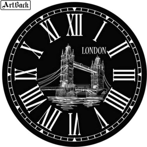 Hot 5d diamond painting clock London icon full square drill diamond mosaic kit diy 3d round wall clock diamond embroidery