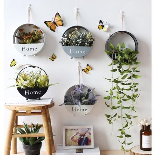 IdYllife Wall Hanging Decor Flower Plant Storage Decoration Iron Pastoral Floating Shelf Store Decorative Shop Modern Nordic